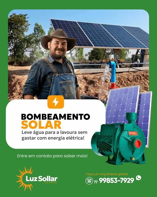 Bombeamento solar pra lavoura